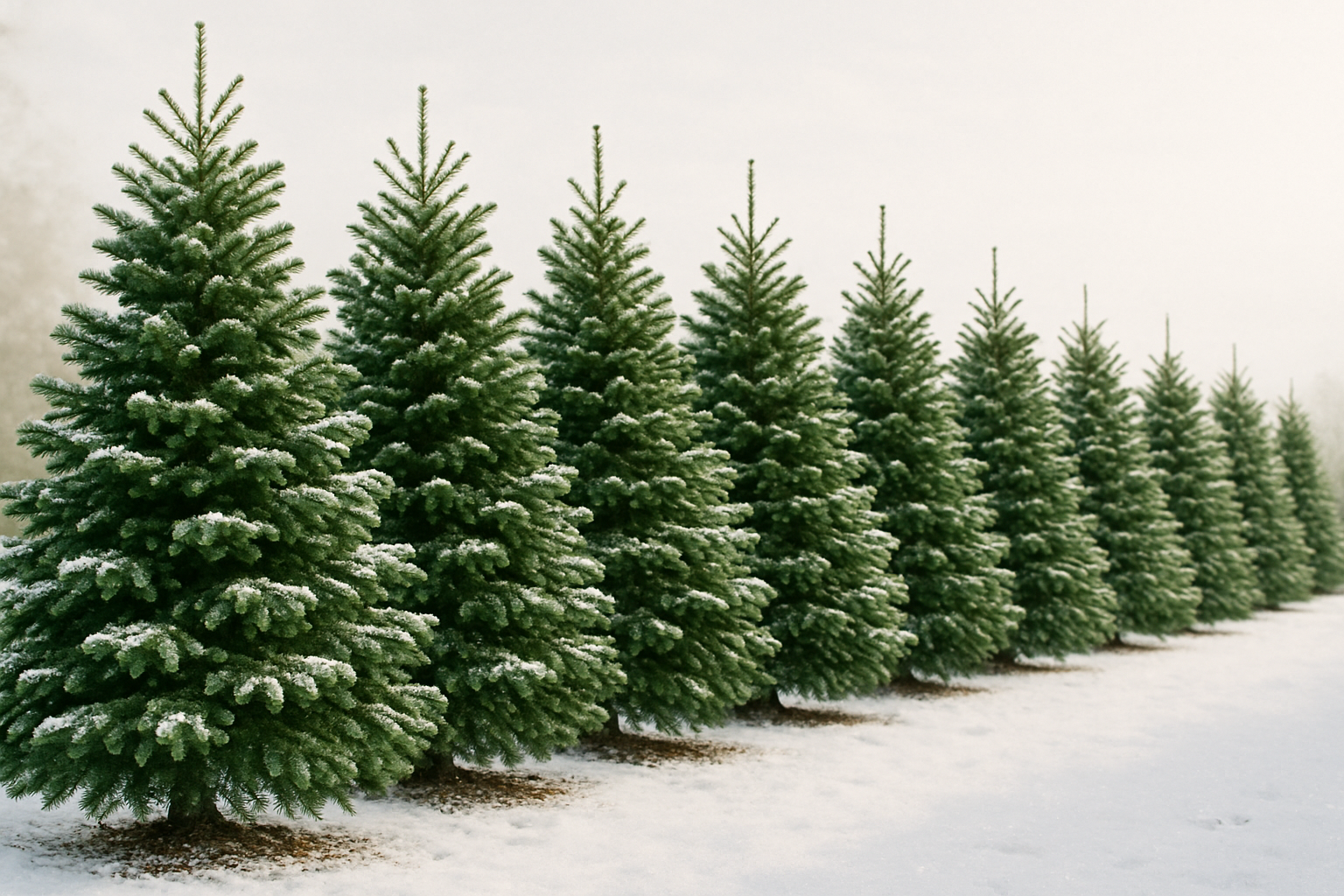 christmas trees in a row