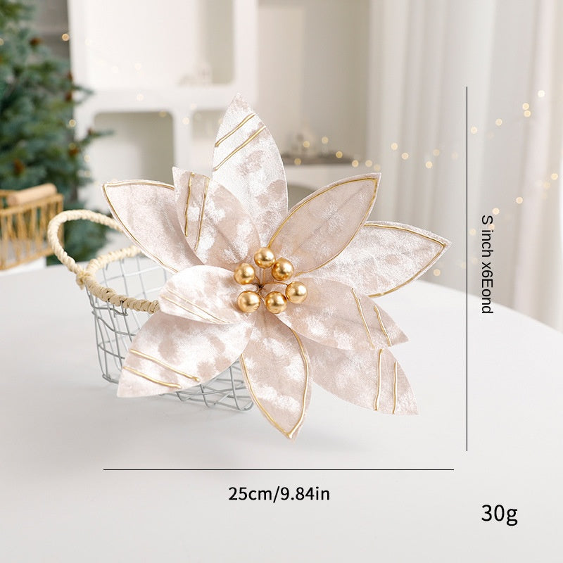 Sparkle Flower Artificial Flower Christmas Flower Tulle Fabric Floral Arrangement Decoration Velvet Christmas Decorations