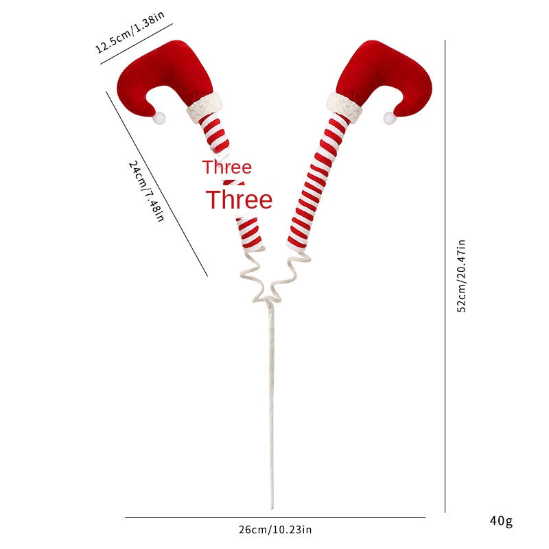 Christmas Tree Elf Leg Insert DIY Knit Hat Candy Cane Lollipop Christmas Decoration