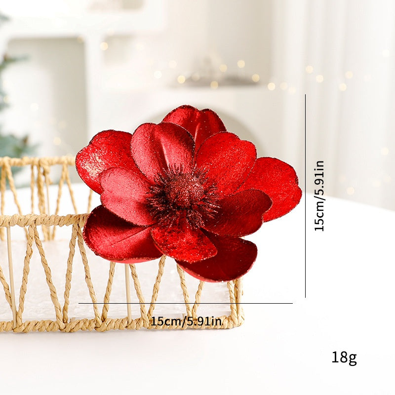Sparkle Flower Artificial Flower Christmas Flower Tulle Fabric Floral Arrangement Decoration Velvet Christmas Decorations