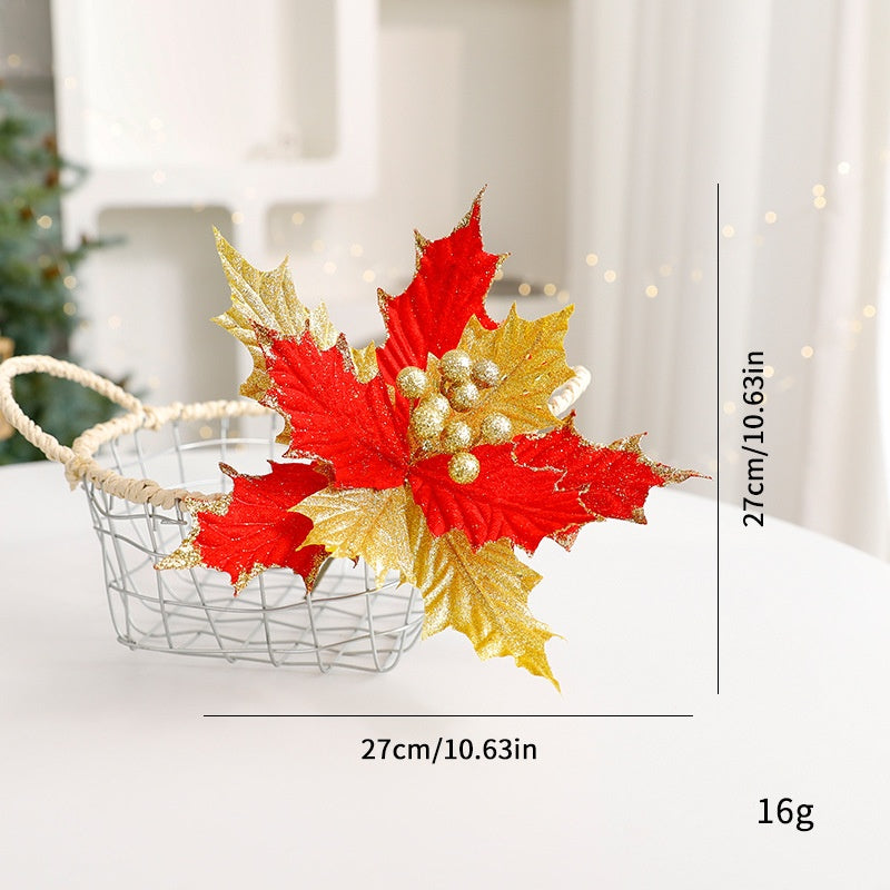 Sparkle Flower Artificial Flower Christmas Flower Tulle Fabric Floral Arrangement Decoration Velvet Christmas Decorations