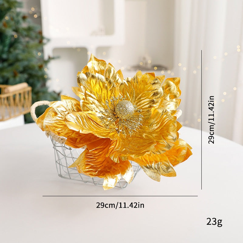 Sparkle Flower Artificial Flower Christmas Flower Tulle Fabric Floral Arrangement Decoration Velvet Christmas Decorations