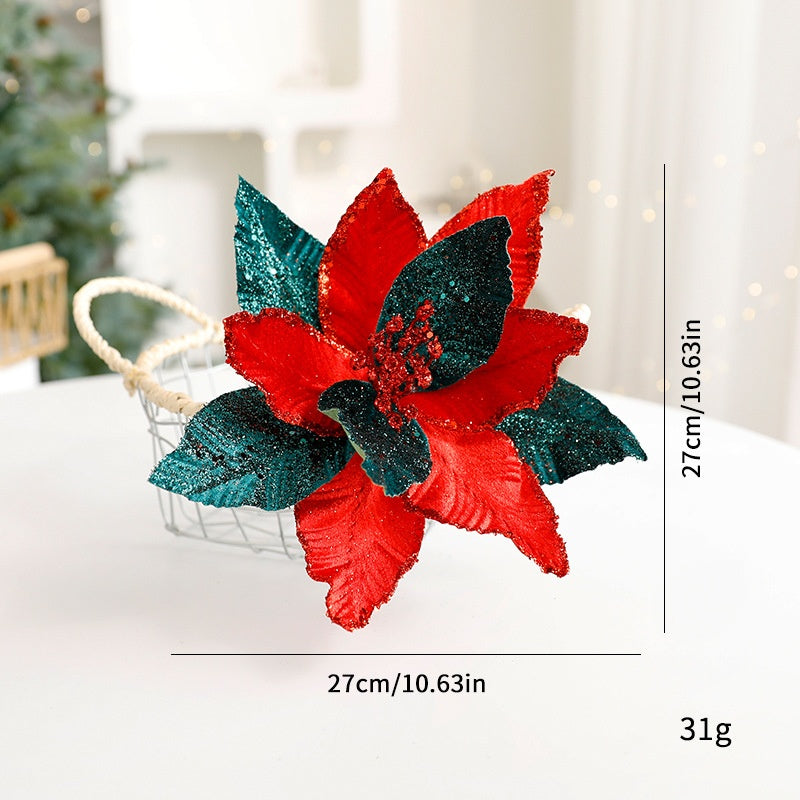 Sparkle Flower Artificial Flower Christmas Flower Tulle Fabric Floral Arrangement Decoration Velvet Christmas Decorations