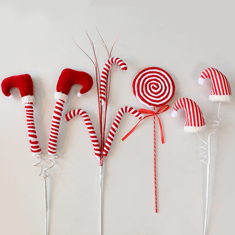 Christmas Tree Elf Leg Insert DIY Knit Hat Candy Cane Lollipop Christmas Decoration