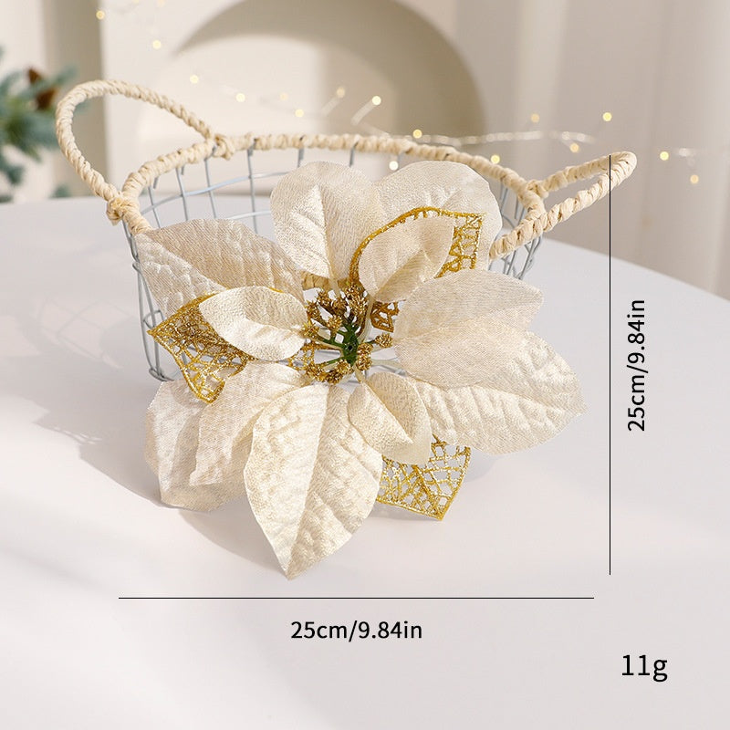 Sparkle Flower Artificial Flower Christmas Flower Tulle Fabric Floral Arrangement Decoration Velvet Christmas Decorations