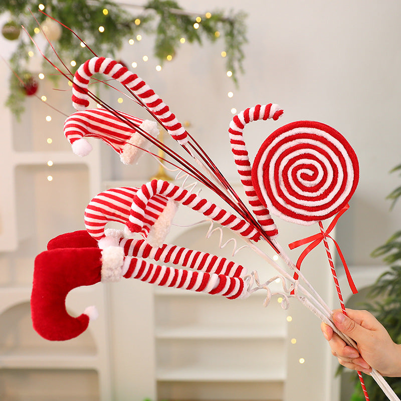 Christmas Tree Elf Leg Insert DIY Knit Hat Candy Cane Lollipop Christmas Decoration