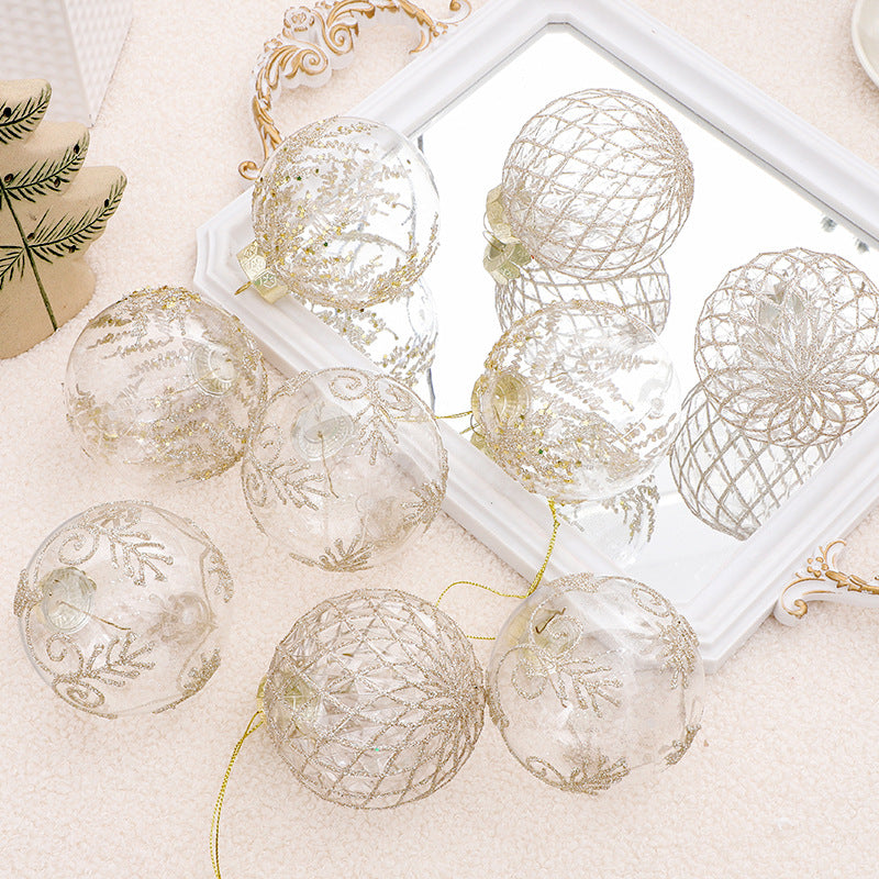 Christmas decorations 8cm/9PCS transparent PET painted Christmas ball gift box set Christmas tree pendant
