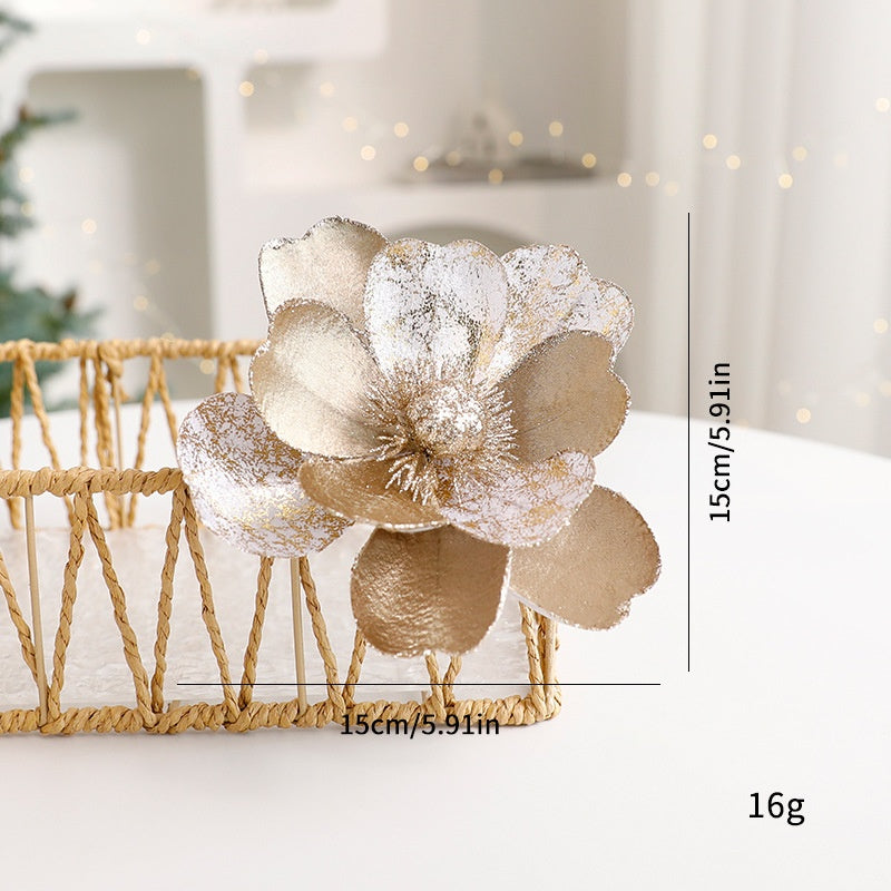 Sparkle Flower Artificial Flower Christmas Flower Tulle Fabric Floral Arrangement Decoration Velvet Christmas Decorations