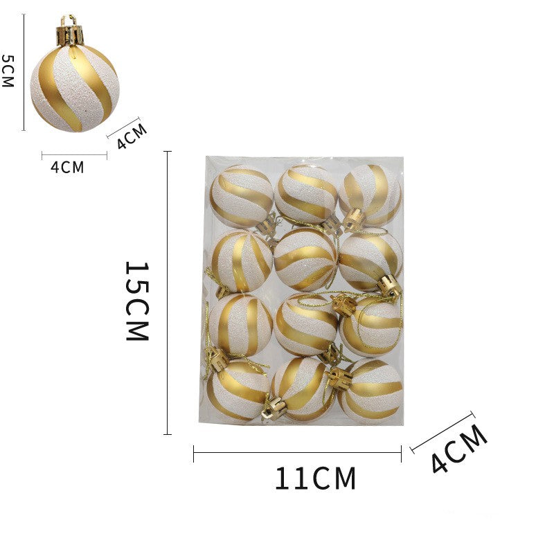 Christmas Ball Decoration Red and White Threaded Christmas Tree Hanging Decoration Hand drawn Christmas Ball Plastic
