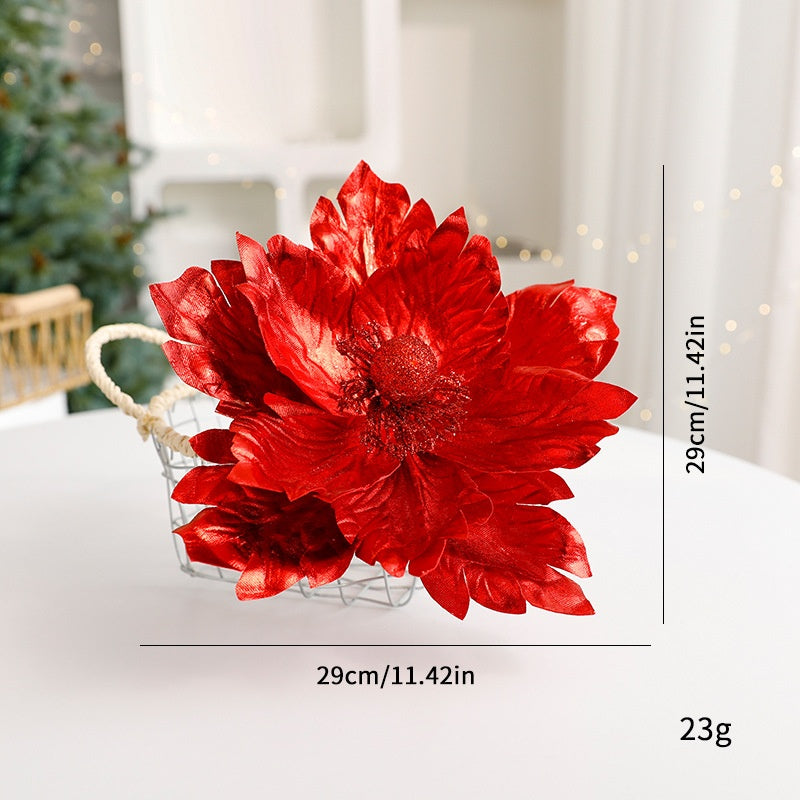 Sparkle Flower Artificial Flower Christmas Flower Tulle Fabric Floral Arrangement Decoration Velvet Christmas Decorations