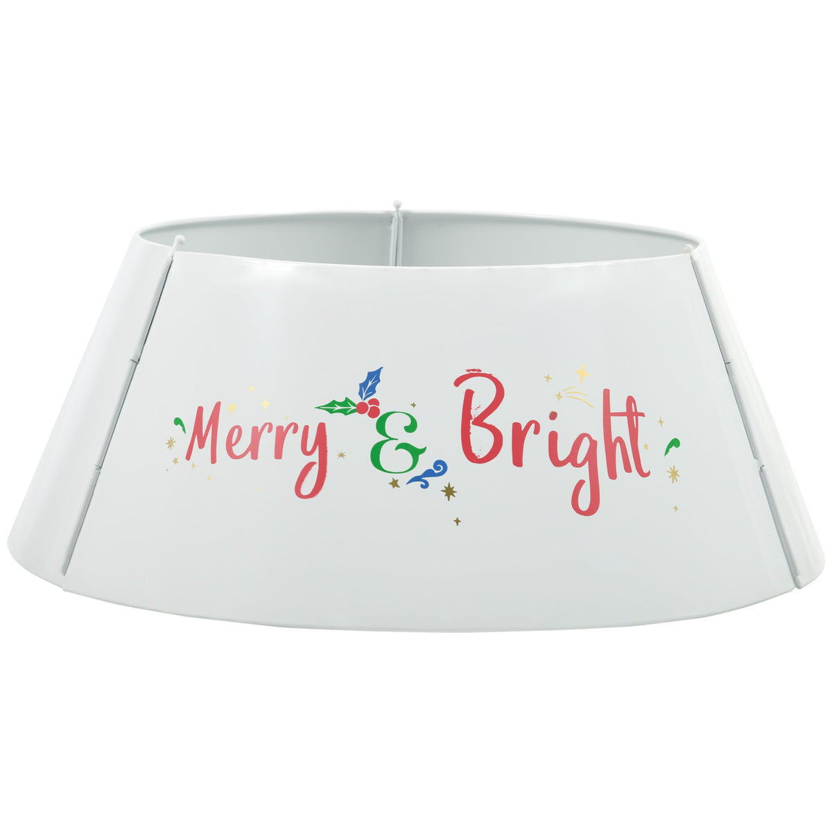 26 Inch Christmas Tree Collar Ring with Metal Stand Cover - Silver