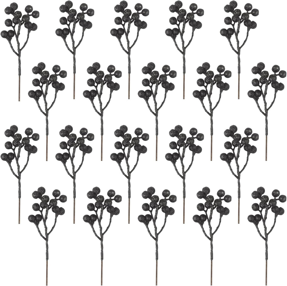 Fangoo 20 Pack 7 Inch Artificial Red Berry Picks for Christmas Tree Burgundy Red Berries Stems Holly Berry Branches Ornaments Wreath Crafts Wedding Holiday Season Winter Home Decor