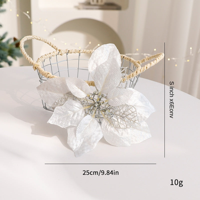 Sparkle Flower Artificial Flower Christmas Flower Tulle Fabric Floral Arrangement Decoration Velvet Christmas Decorations