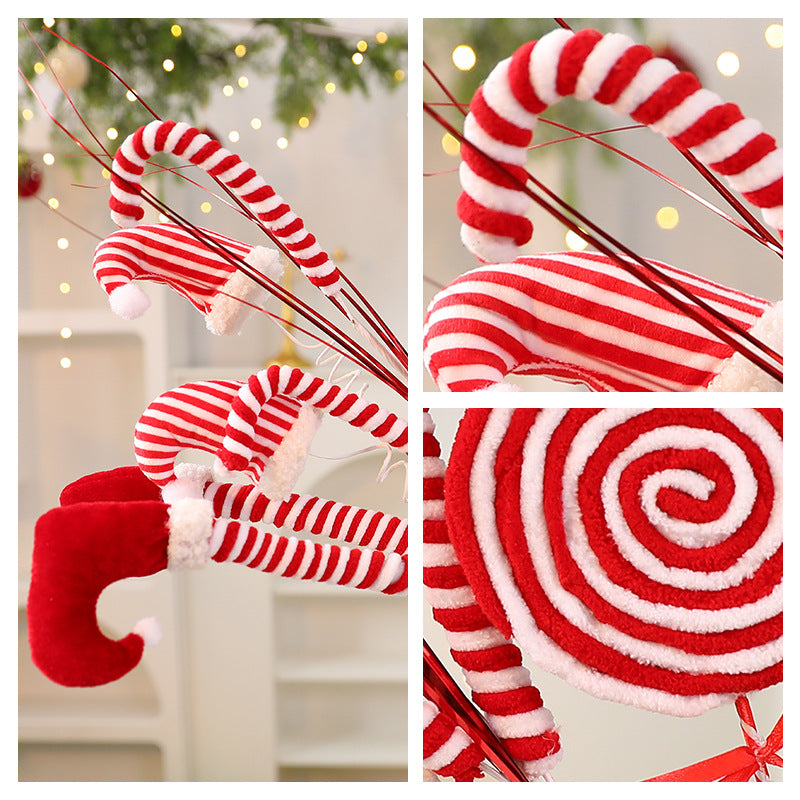 Christmas Tree Elf Leg Insert DIY Knit Hat Candy Cane Lollipop Christmas Decoration