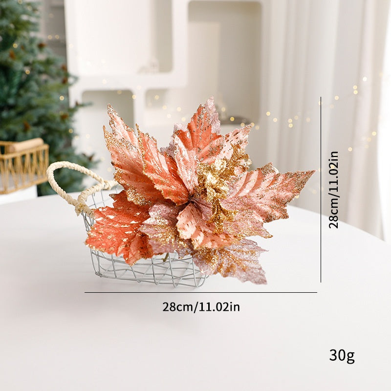 Sparkle Flower Artificial Flower Christmas Flower Tulle Fabric Floral Arrangement Decoration Velvet Christmas Decorations