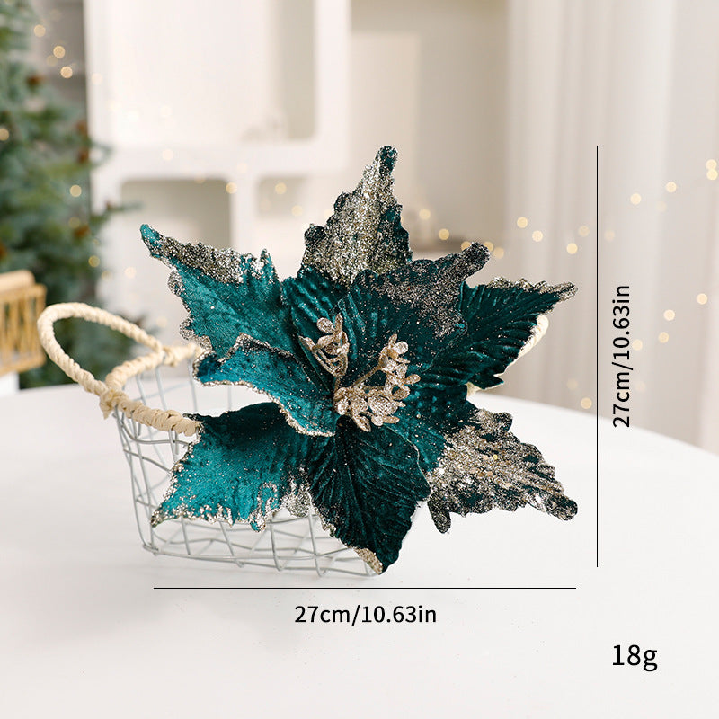Sparkle Flower Artificial Flower Christmas Flower Tulle Fabric Floral Arrangement Decoration Velvet Christmas Decorations