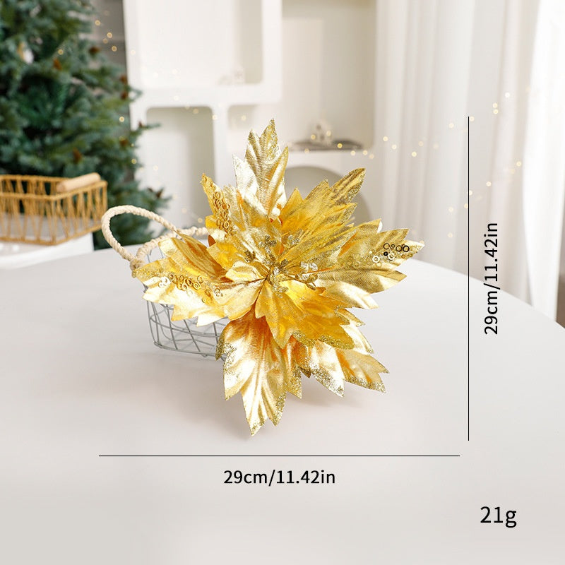 Sparkle Flower Artificial Flower Christmas Flower Tulle Fabric Floral Arrangement Decoration Velvet Christmas Decorations