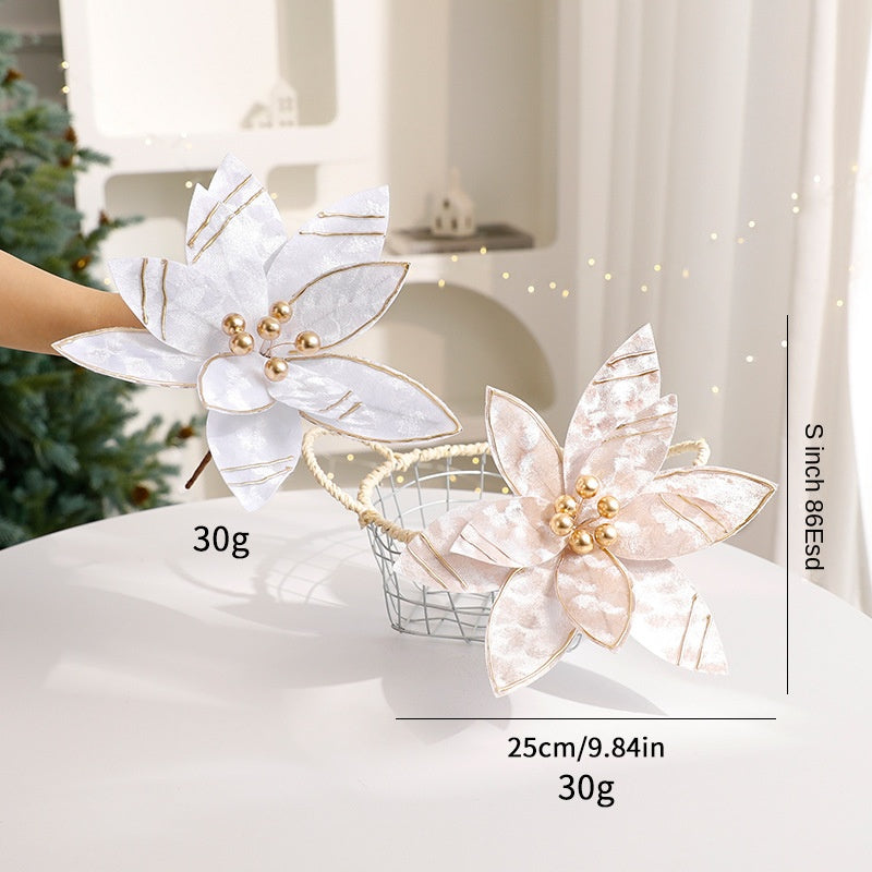 Sparkle Flower Artificial Flower Christmas Flower Tulle Fabric Floral Arrangement Decoration Velvet Christmas Decorations