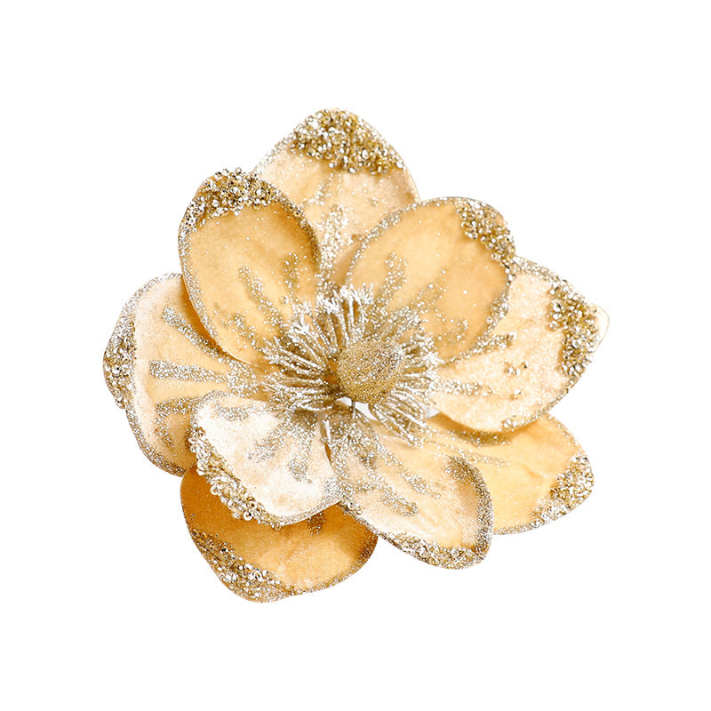 Sparkle Flower Artificial Flower Christmas Flower Tulle Fabric Floral Arrangement Decoration Velvet Christmas Decorations