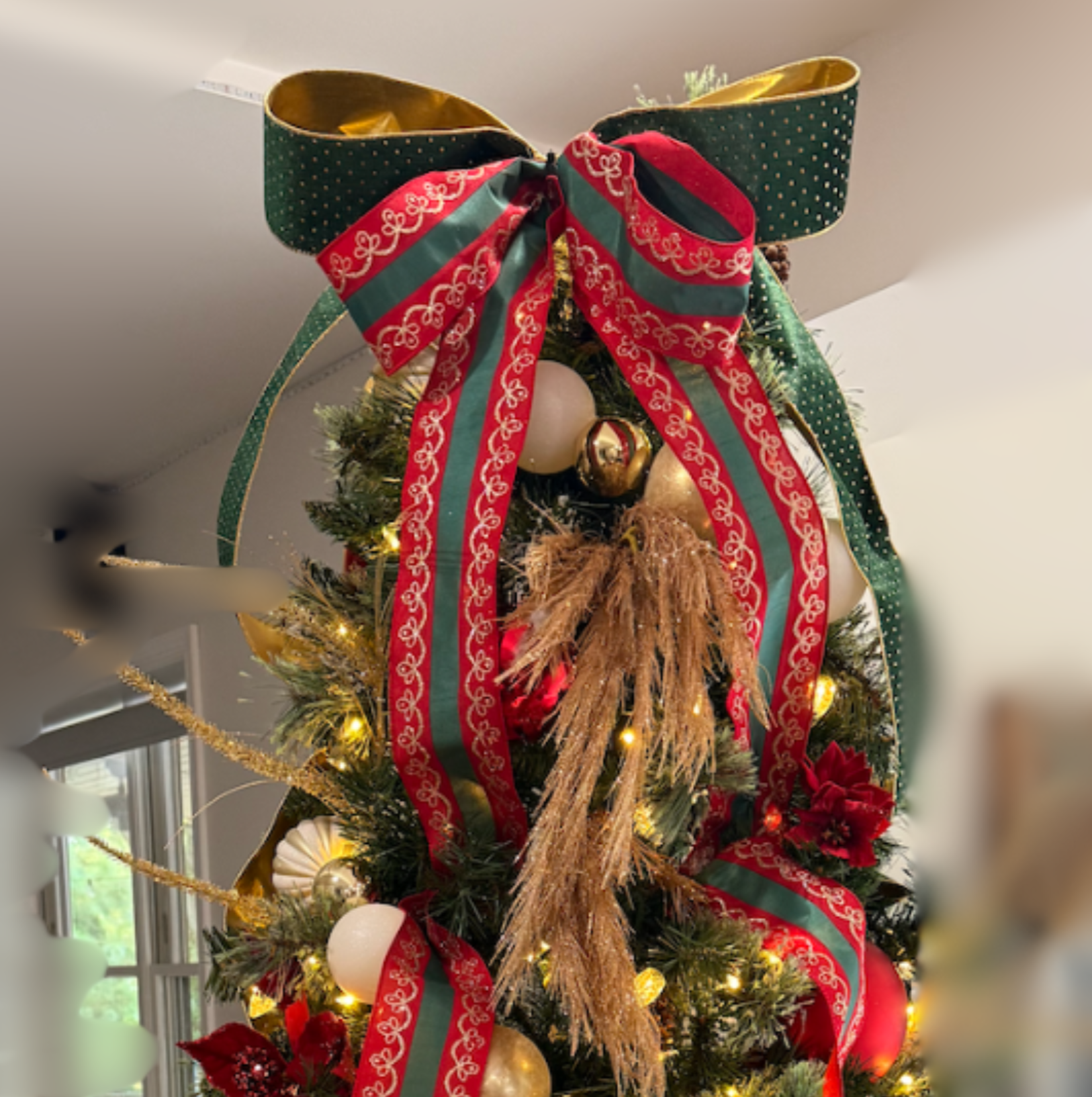 Royal Bow Christmas Tree Topper with Long Tails