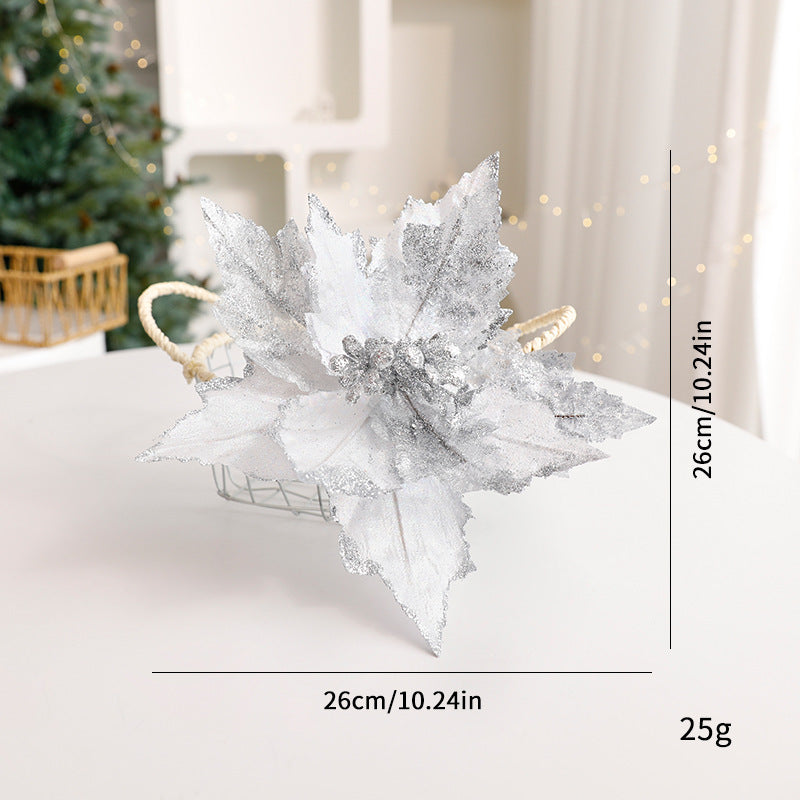 Sparkle Flower Artificial Flower Christmas Flower Tulle Fabric Floral Arrangement Decoration Velvet Christmas Decorations