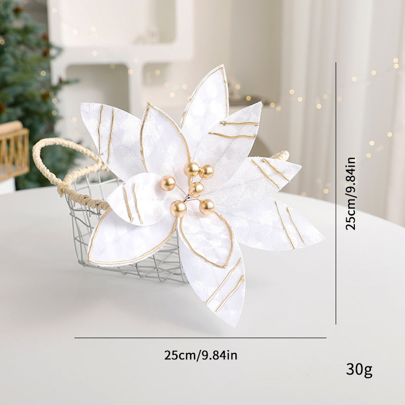 Sparkle Flower Artificial Flower Christmas Flower Tulle Fabric Floral Arrangement Decoration Velvet Christmas Decorations