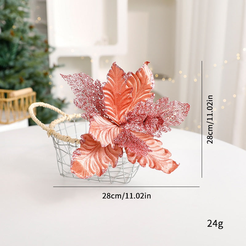 Sparkle Flower Artificial Flower Christmas Flower Tulle Fabric Floral Arrangement Decoration Velvet Christmas Decorations