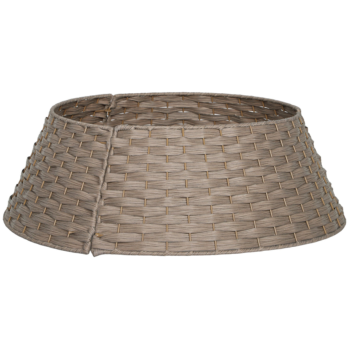2.25 ft Rustic Christmas Tree Skirt with Metal Reinforcement - Natural