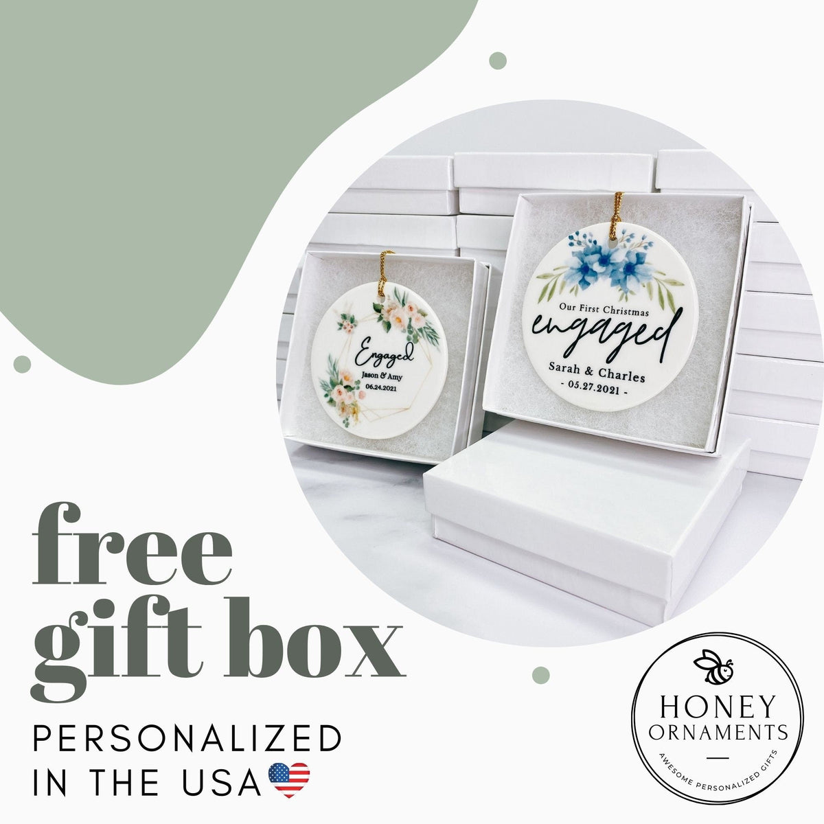 Personalized Mr & Mrs Ceramic Ornament – First Christmas Married Gift