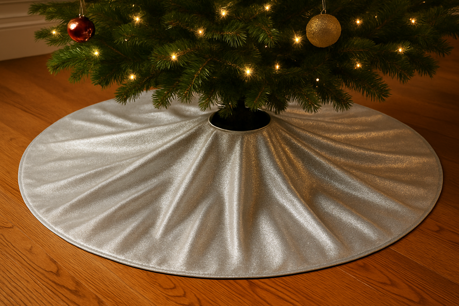 make me a light silver tree skirt and the bottom of a christmas tree