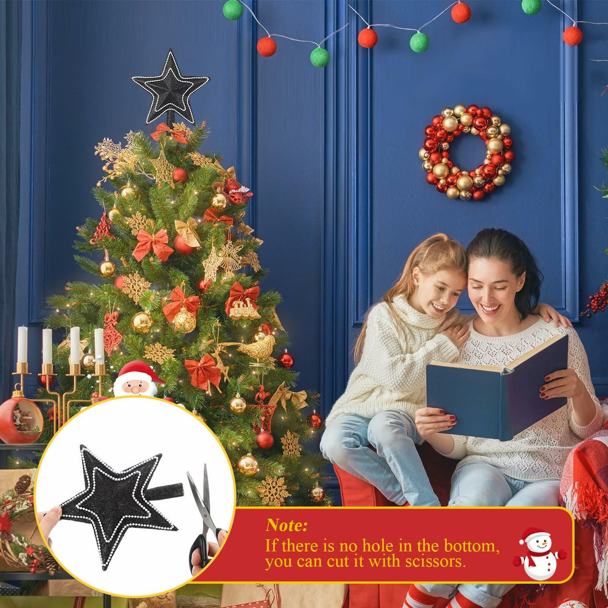 Hollowfly Mini Star Christmas Tree Topper Black Pearl 8 Inch Tree Top Decor