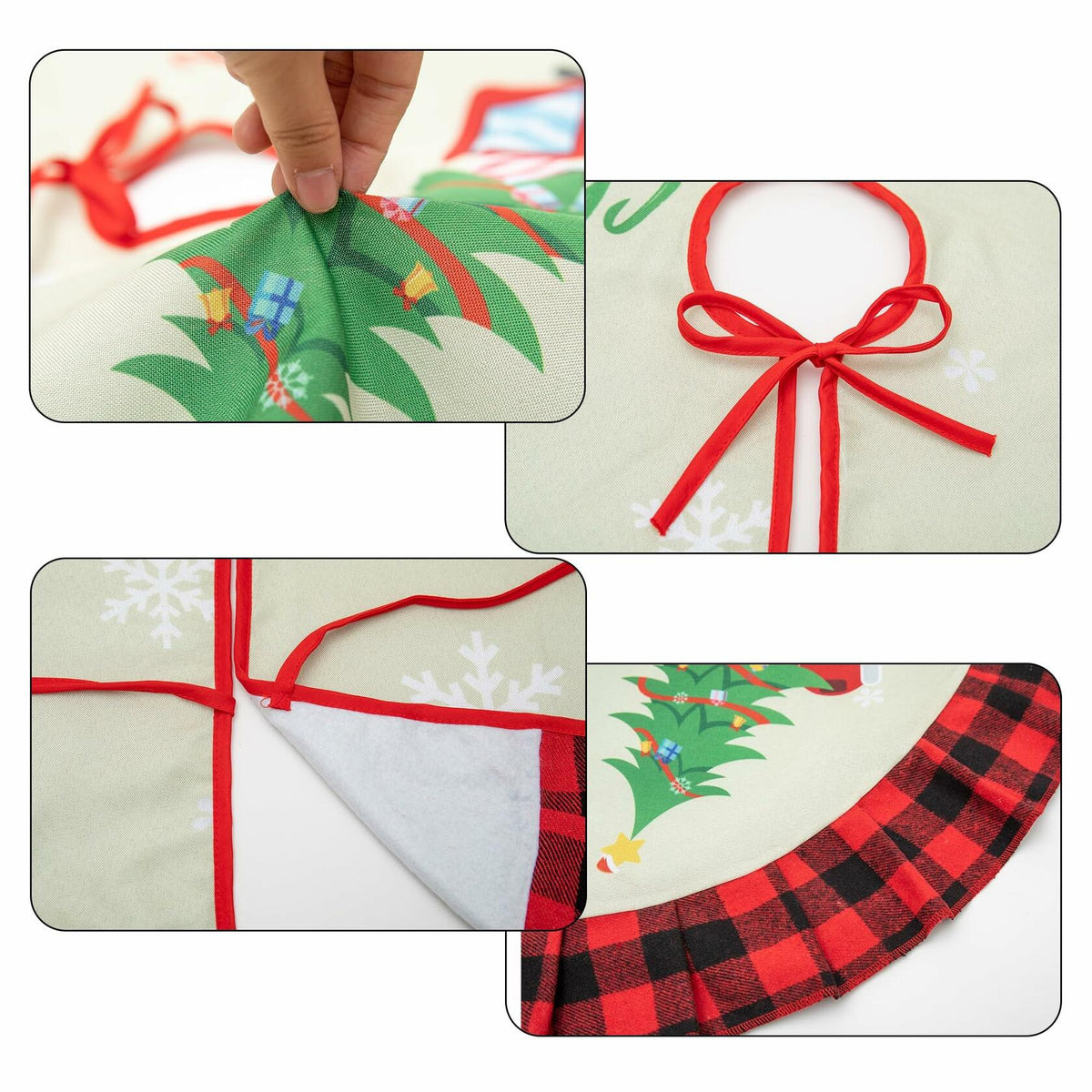 Burlap Christmas Tree Skirt 36" Red Black Buffalo Plaid Truck Farmhouse